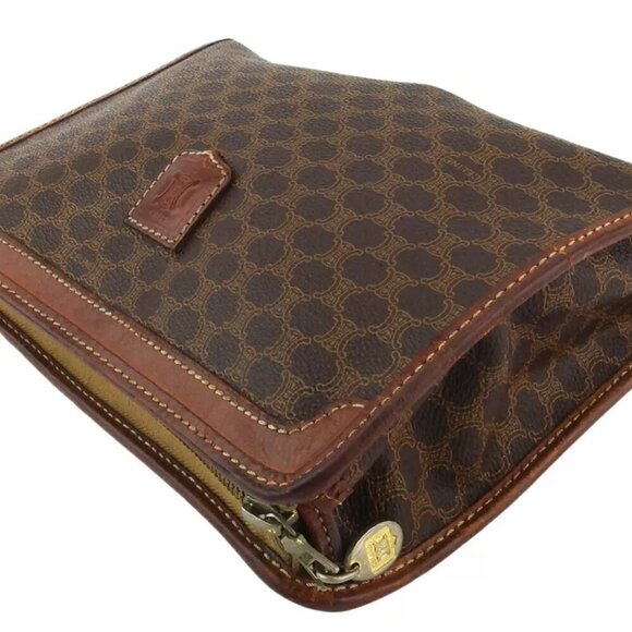 CELINE clutch bag macadam beige PVC ?~ leather Authentic T17582 - Picture 3 of 9